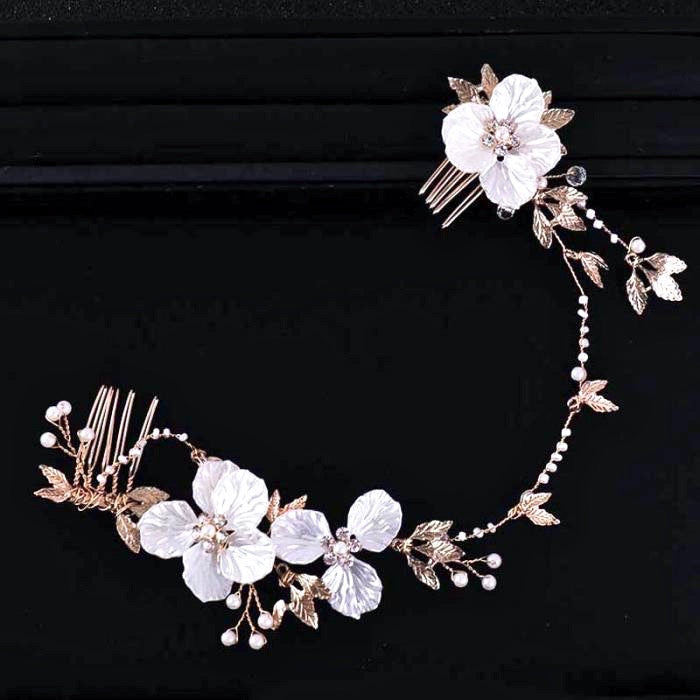 Wedding Hair Accessories - Gold Pearl and Crystal Bridal Headband