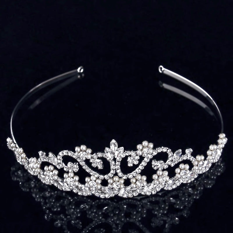 Wedding Hair Accessories - Pearl and Cubic Zirconia Bridal Tiara