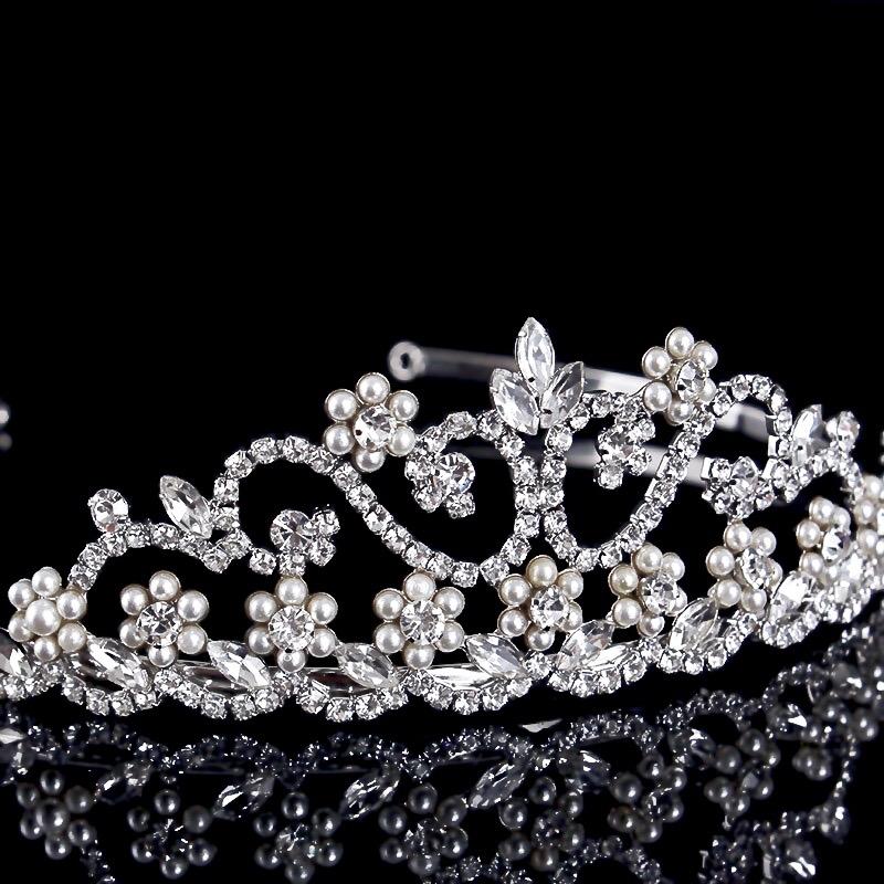 Wedding Hair Accessories - Pearl and Cubic Zirconia Bridal Tiara