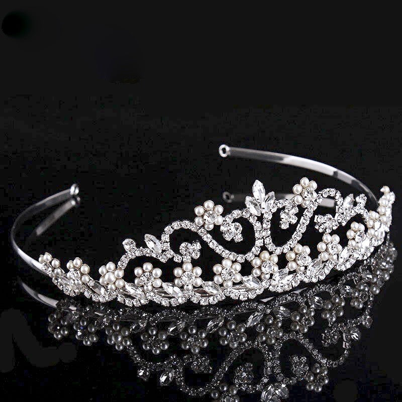 Wedding Hair Accessories - Pearl and Cubic Zirconia Bridal Tiara