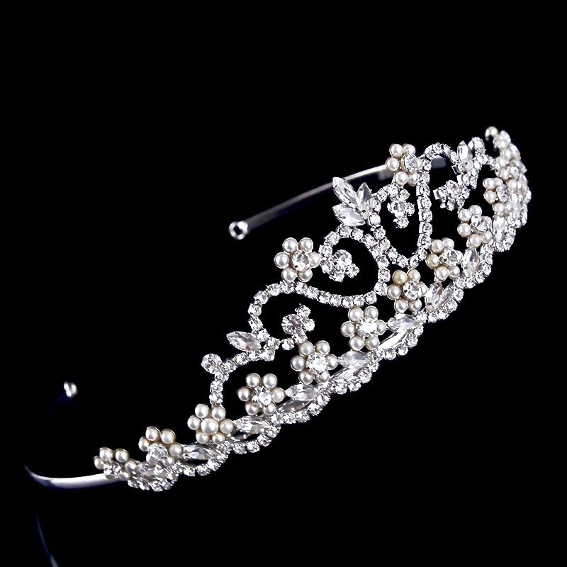 Wedding Hair Accessories - Pearl and Cubic Zirconia Bridal Tiara