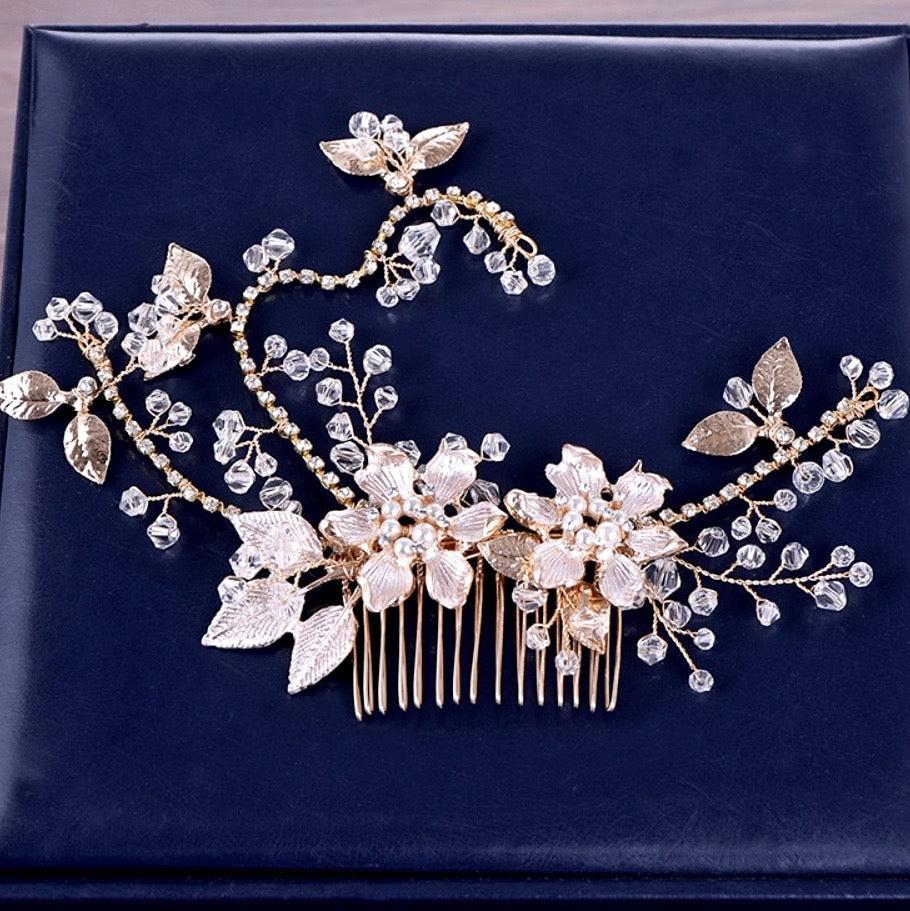 Wedding Hair Accessories - Pearl and Crystal Bridal Hair Comb - Available in Gold and Silver