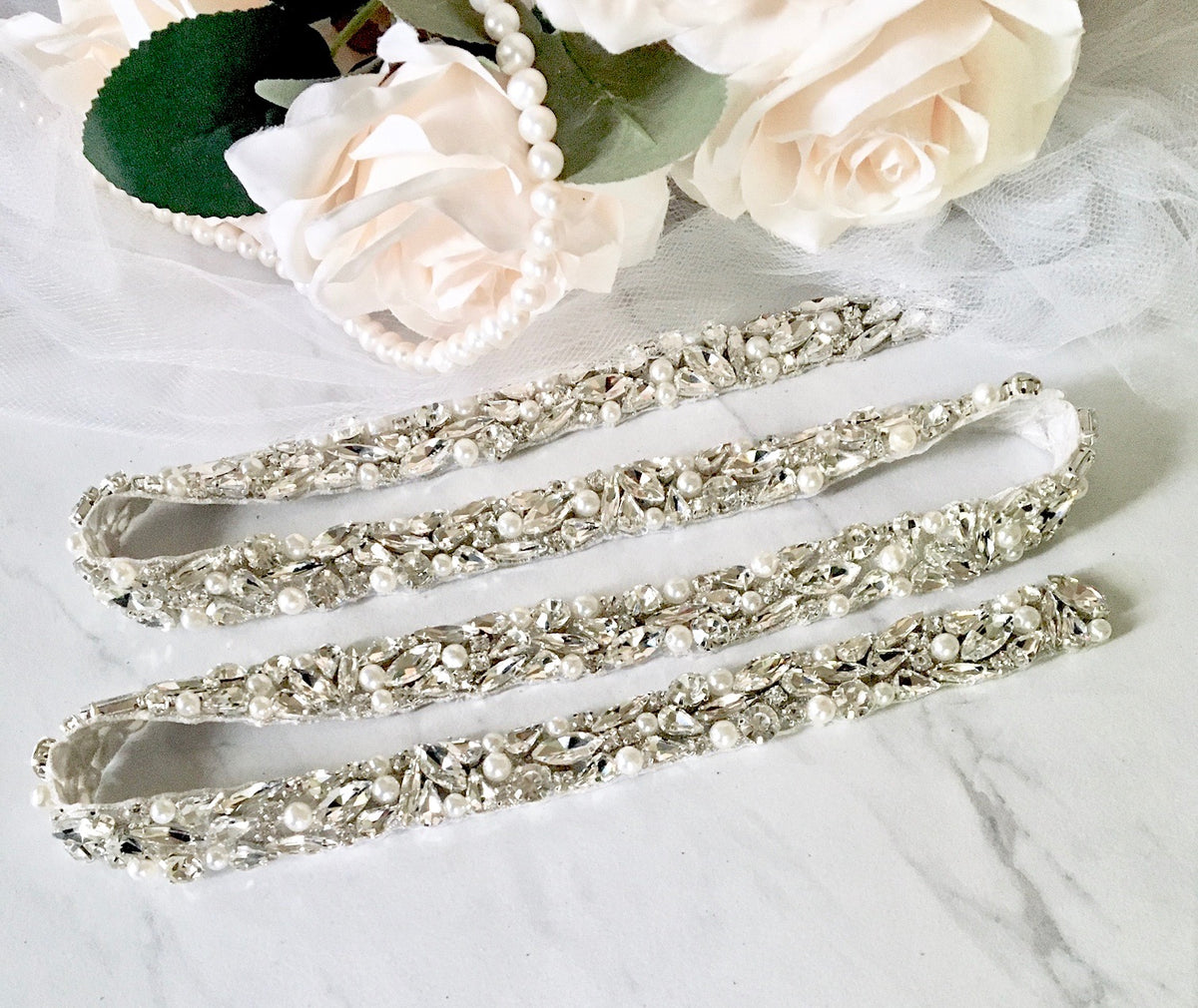 Silver/Gold/Rose Gold Rhinestone Applique Crystal Applique Wedding Applique  DIY for Bridal Sash Waist Belt