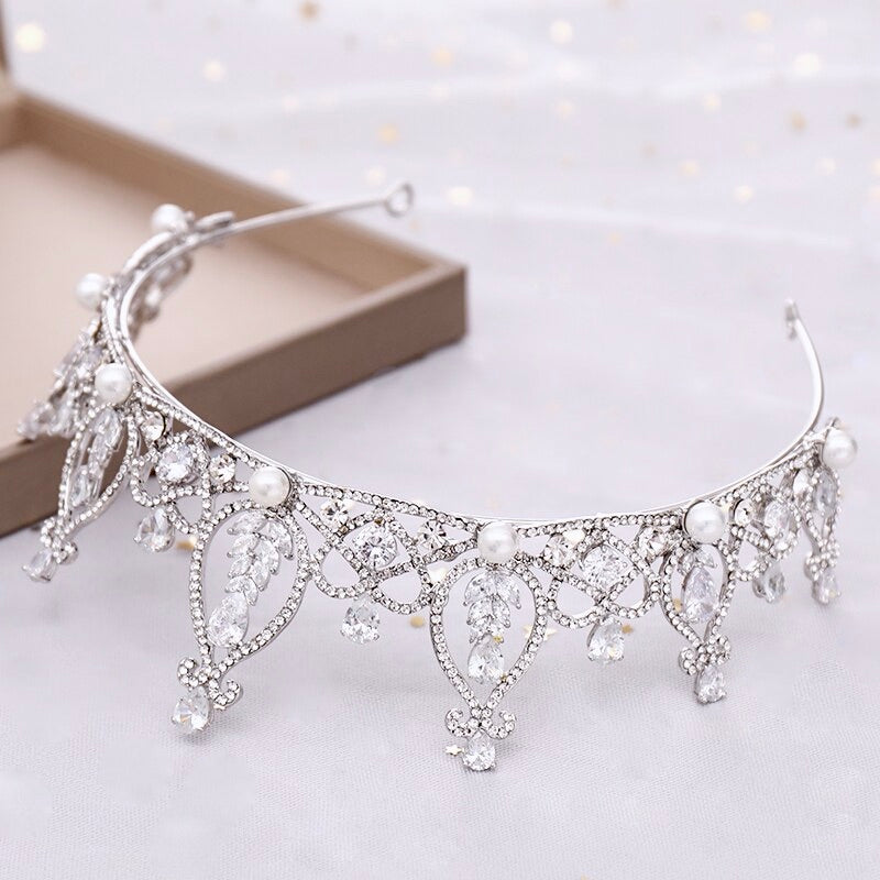 Wedding Hair Accessories - Pearl and Rhinestone Bridal Tiara