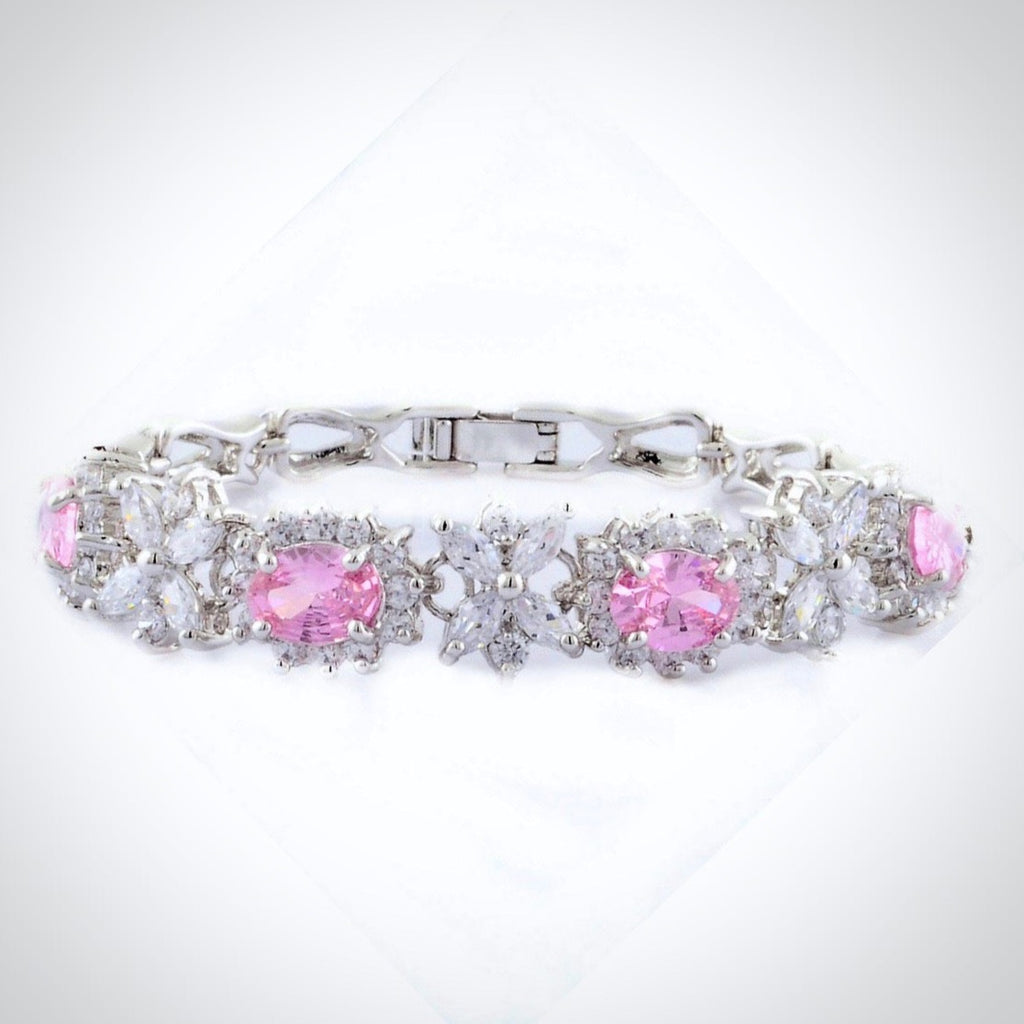 Wedding Jewelry - Pink Cubic Zirconia Bridal Bracelet