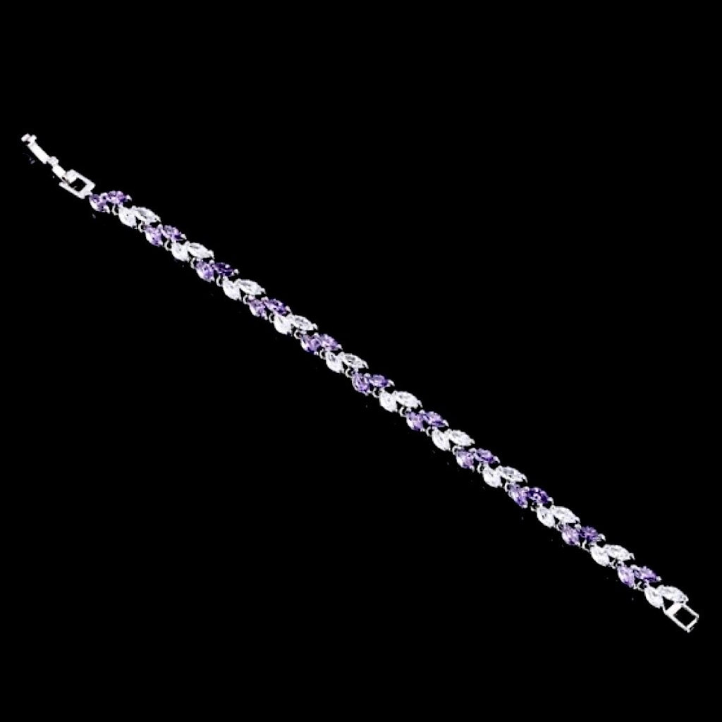 Wedding Jewelry - Purple Cubic Zirconia Bridal Bracelet