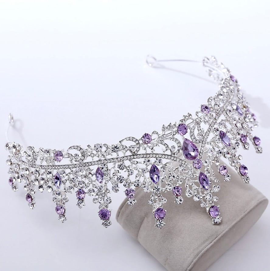 Wedding Hair Accessories - Purple Baroque Bridal Tiara