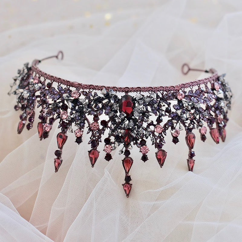 Wedding Hair Accessories - Victorian Gothic Red Bridal Tiara