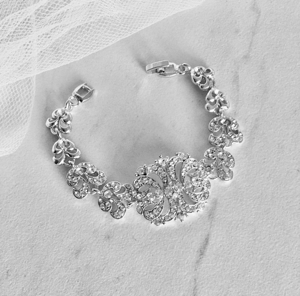 Wedding Jewelry - Cubic Zirconia Bridal Bracelet - Available in Silver and Gold