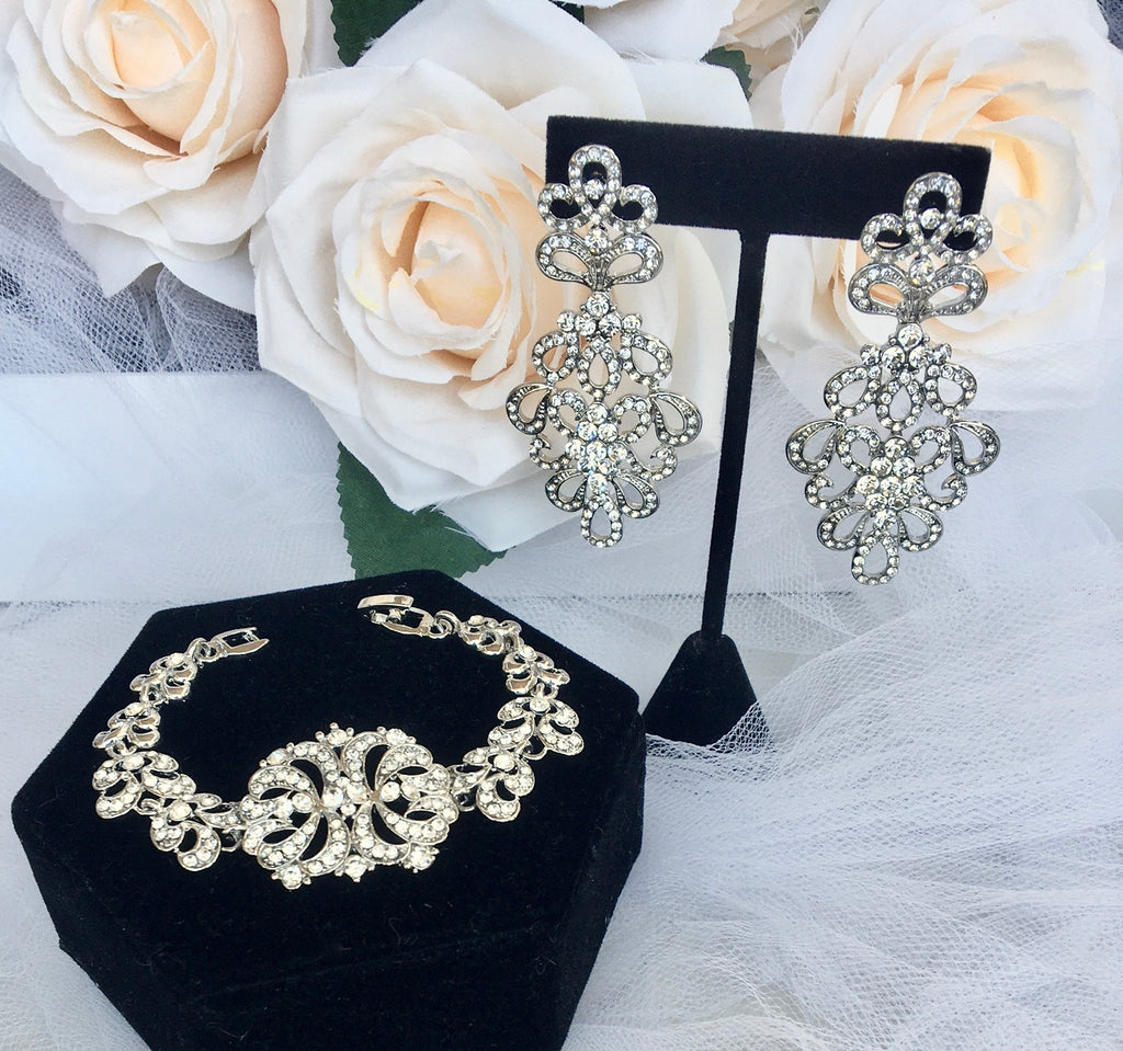 Wedding Jewelry - Cubic Zirconia Bridal Earrings - Available in Silver and Gold