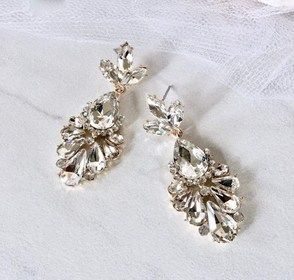 Wedding Jewelry - Rhinestone Bridal Earrings - Available in Gold and Silver