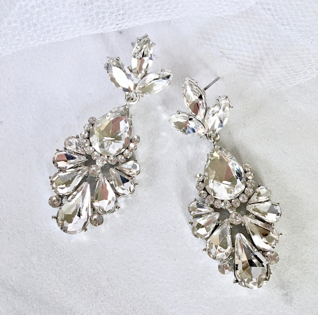 Wedding Jewelry - Rhinestone Bridal Earrings - Available in Silver and Yellow Gold