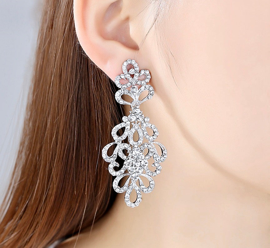 Wedding Jewelry - Cubic Zirconia Bridal Bracelet and Earrings Set - Available in Silver and Gold