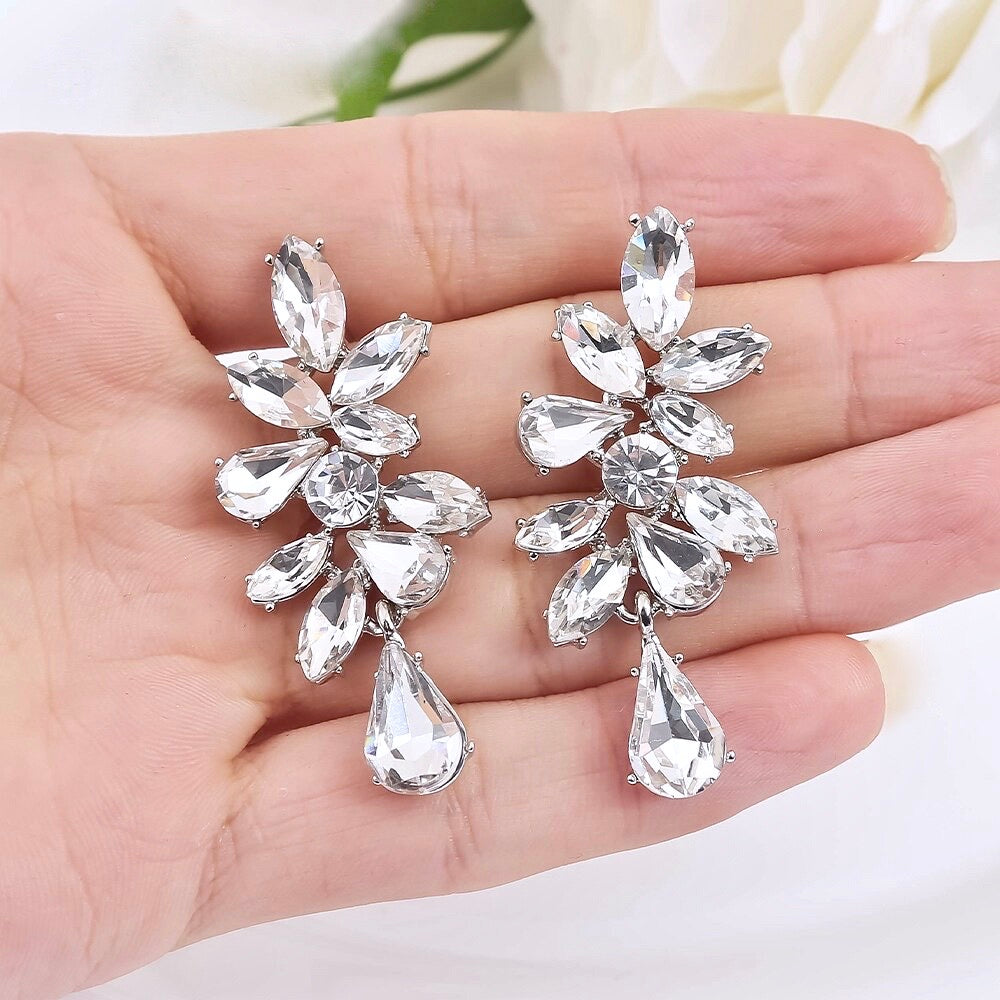 Crystal Flower Bridal Earrings
