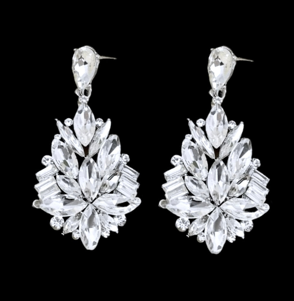 Wedding Jewelry - Silver Rhinestone Bridal Earrings