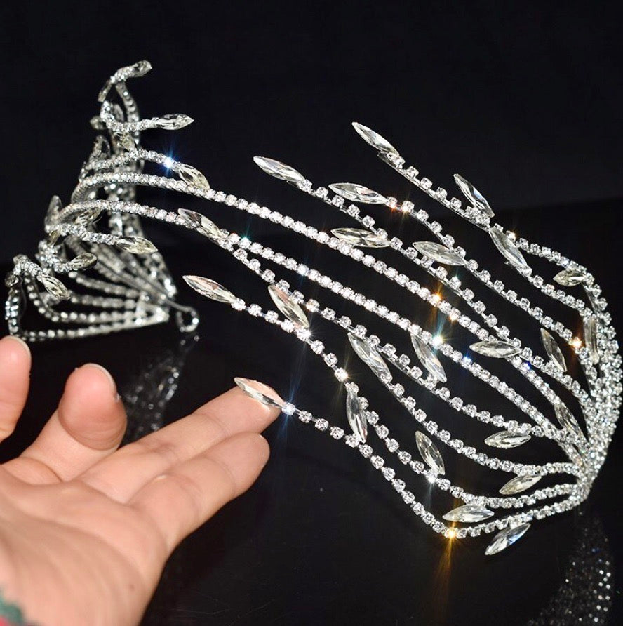 Wedding Hair Accessories - Crystal Bridal Headdress - Available in Silver and Yellow Gold