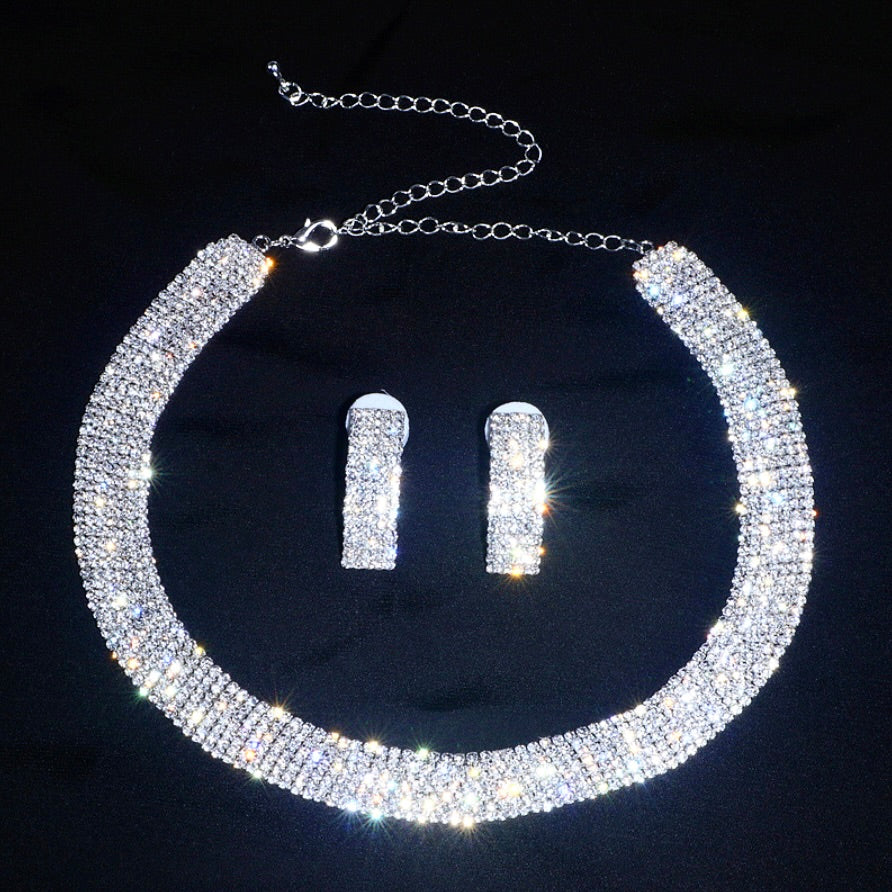 Wedding Jewelry - Silver Rhinestone Bridal Jewelry Set