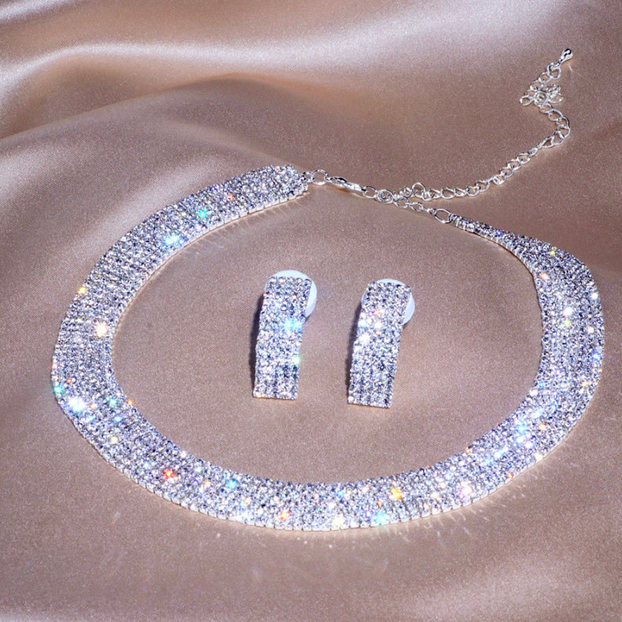 Wedding Jewelry - Silver Rhinestone Bridal Jewelry Set