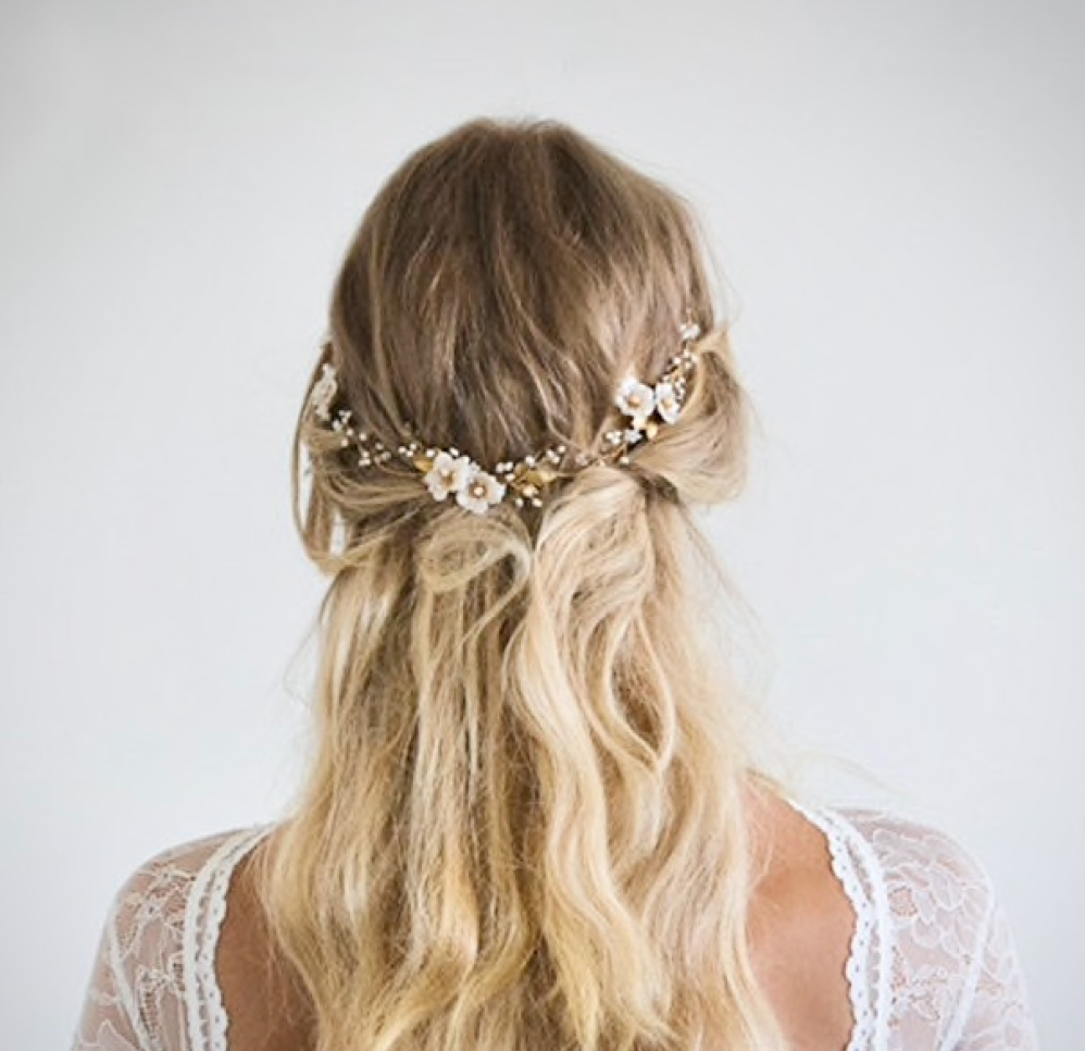 Wedding Hair Accessories - Gold Opal and Pearl Bridal Headband