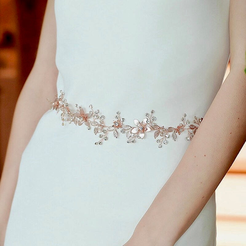 Wedding Accessories - Bohemian Rose Gold Bridal Belt/Sash