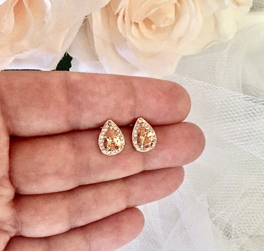 Wedding Jewelry - Rose Gold Bridal Earrings, Bridesmaids Gift