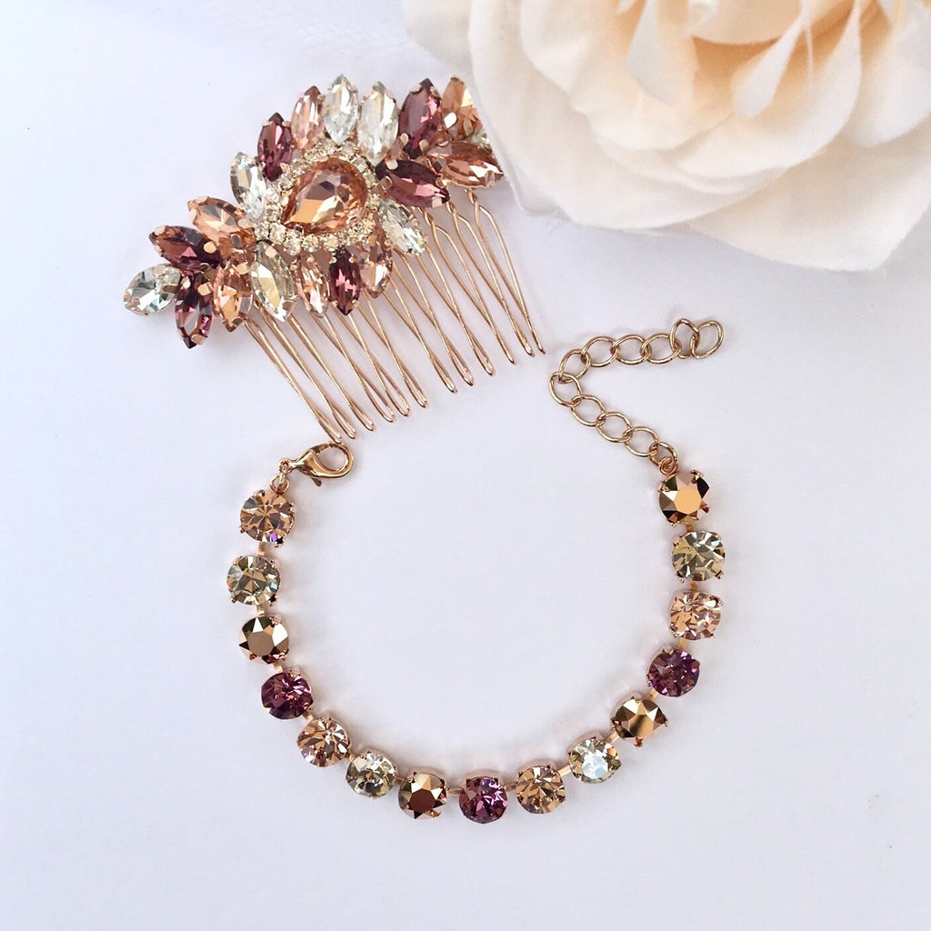 Bridal Jewelry - Rose Gold Bridal Jewelry Set