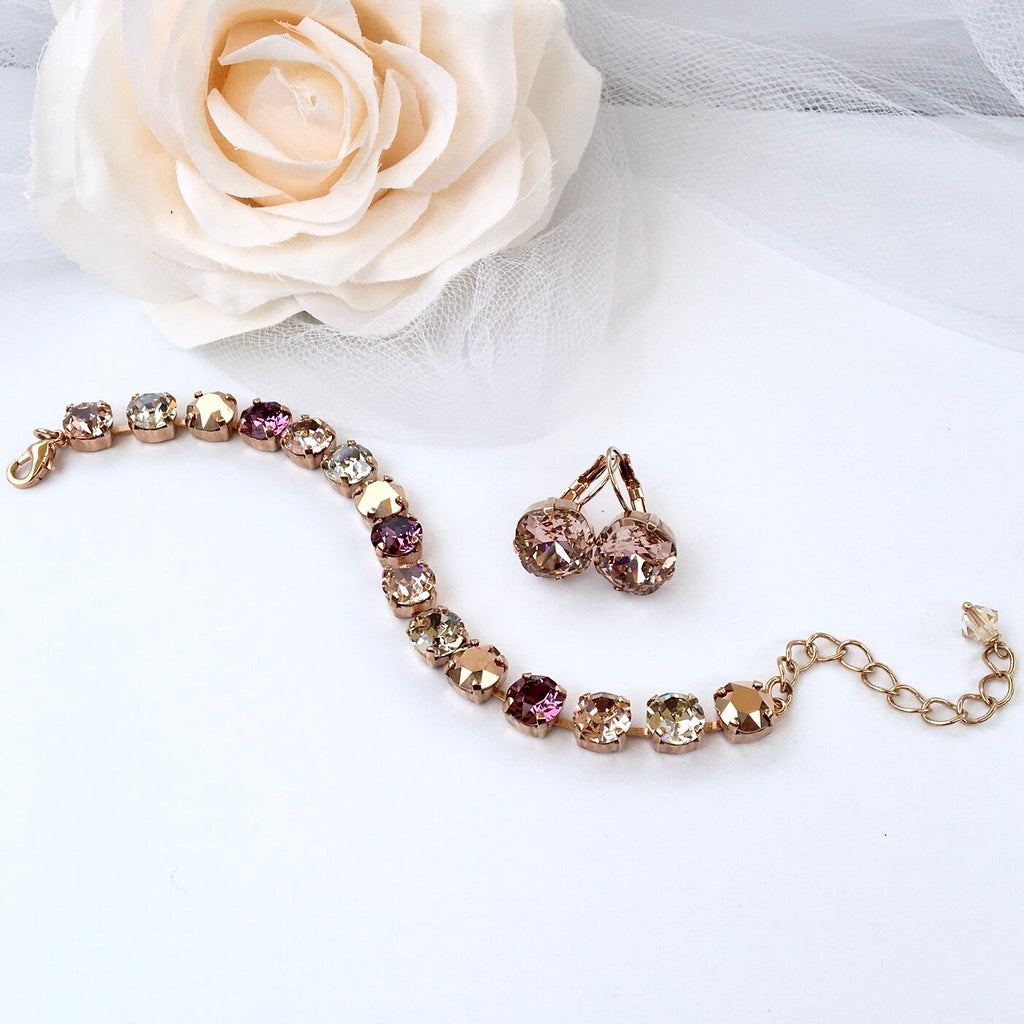 Bridal Jewelry - Rose Gold Bridal Jewelry Set