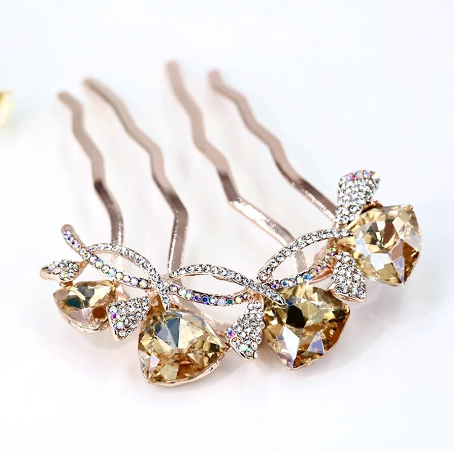 Wedding Hair Accessories - Rose Gold CZ Bridal Hair Comb - More Colors