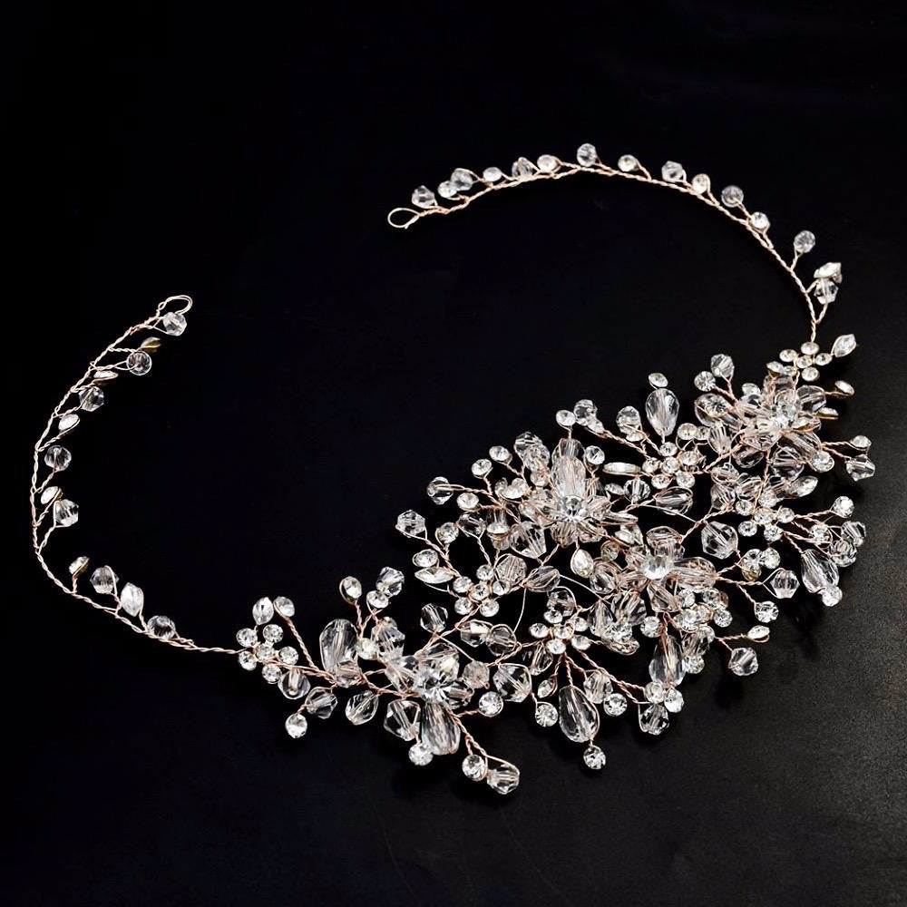 "Alessia" - Austrian Crystal Bridal Hair Vine - Available in Silver, Rose Gold and Yellow Gold