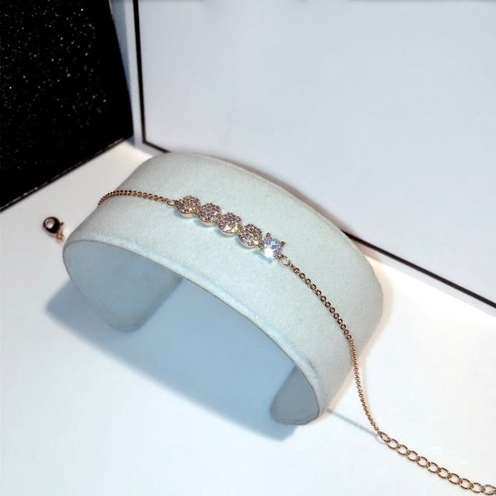 Wedding Jewelry - Rose Gold Cubic Zirconia Bridal/Bridesmaid Bracelet