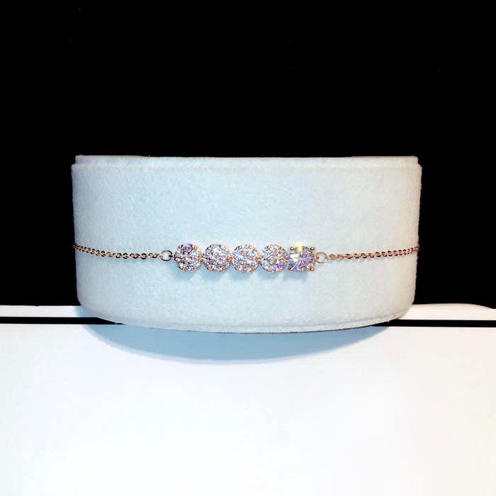 Wedding Jewelry - Rose Gold Cubic Zirconia Bridal/Bridesmaid Bracelet