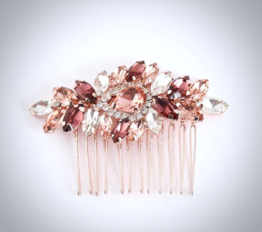 Wedding Hair Accessories - Rose Gold Pearl Bridal Hair Comb
