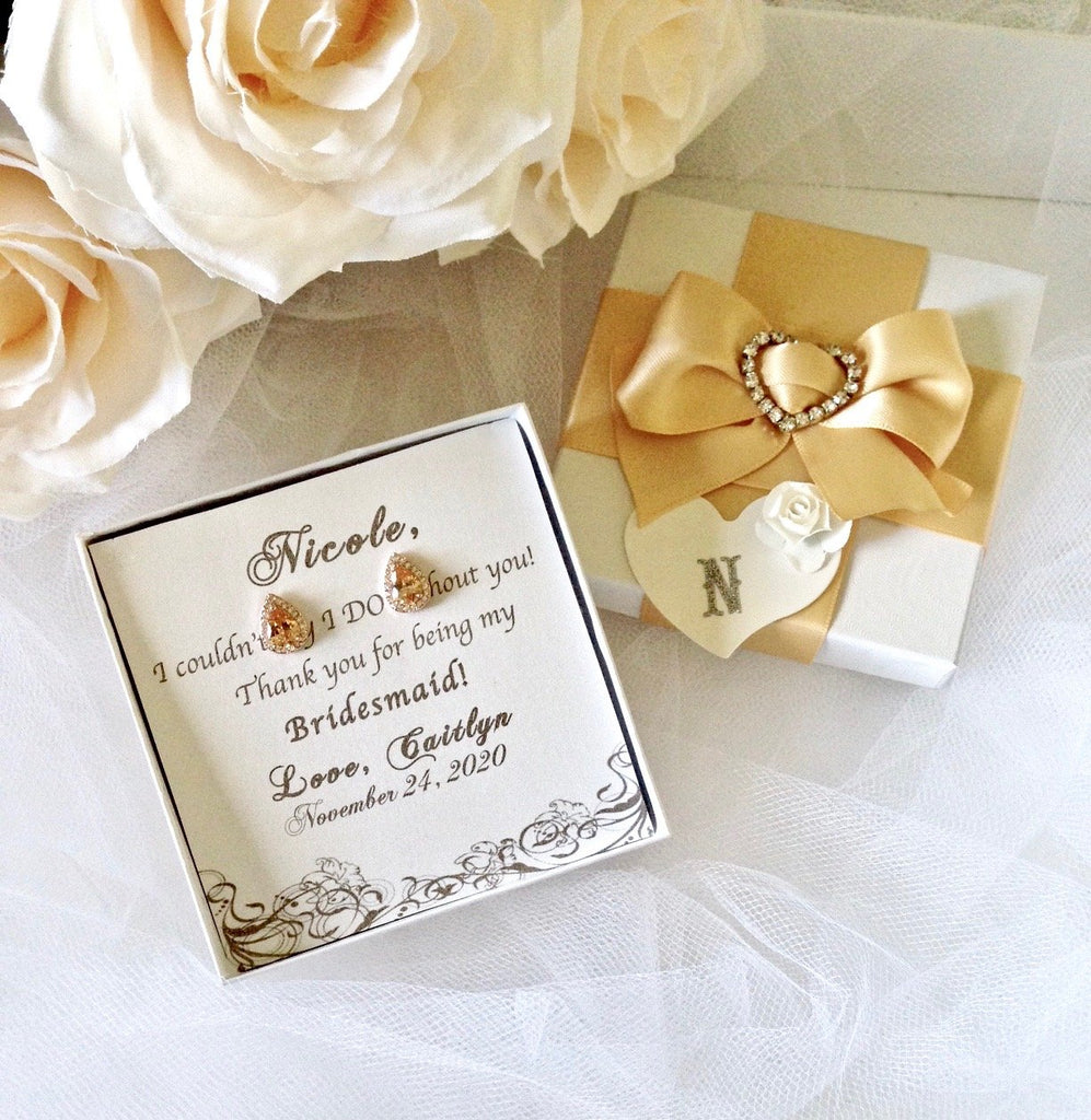 Wedding Jewelry - Rose Gold Bridal Earrings, Bridesmaids Gift