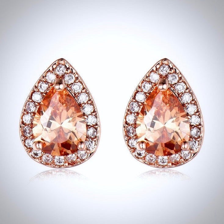 Wedding Jewelry - Rose Gold Bridal Earrings, Bridesmaids Gift
