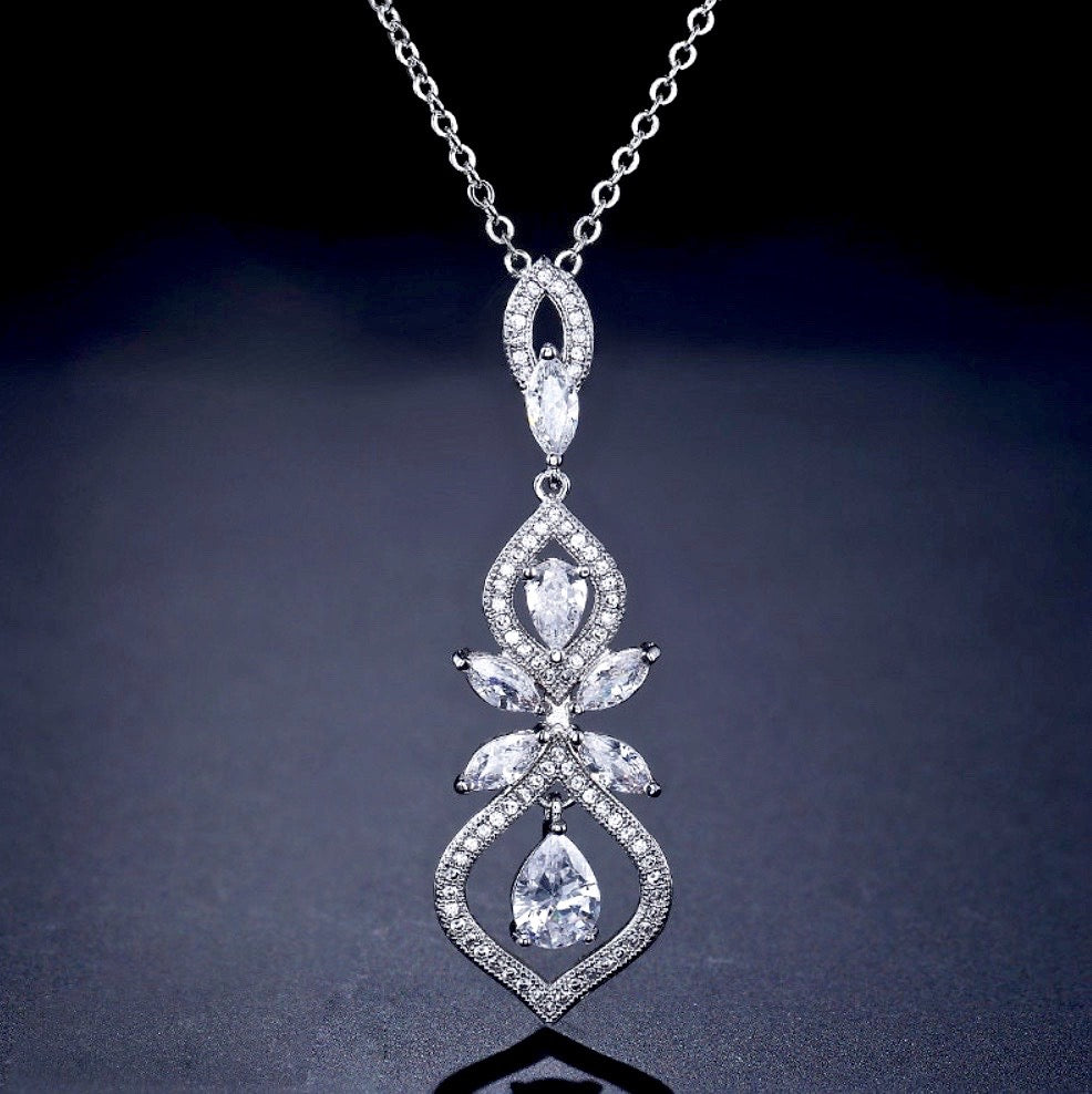 Wedding Jewelry - Silver Cubic Zirconia Bridal Jewelry Set
