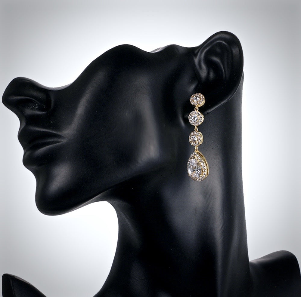 Wedding Jewelry - Cubic Zirconia Bridal Earrings - Available in Rose Gold, Silver and Yellow Gold