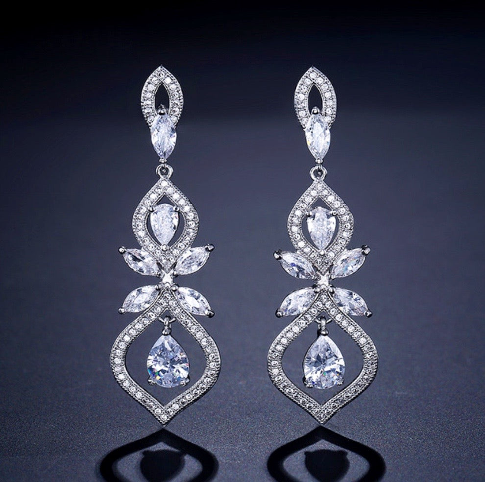 Wedding Jewelry - Silver Cubic Zirconia Bridal Jewelry Set