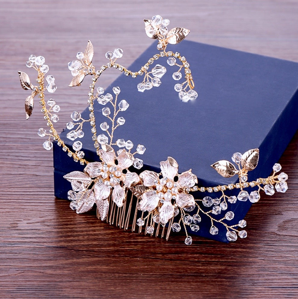 Wedding Hair Accessories - Pearl and Crystal Bridal Hair Comb - Available in Gold and Silver