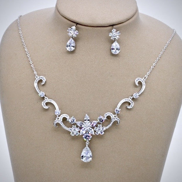 "Brooke" - Silver Cubic Zirconia Bridal Jewelry Set