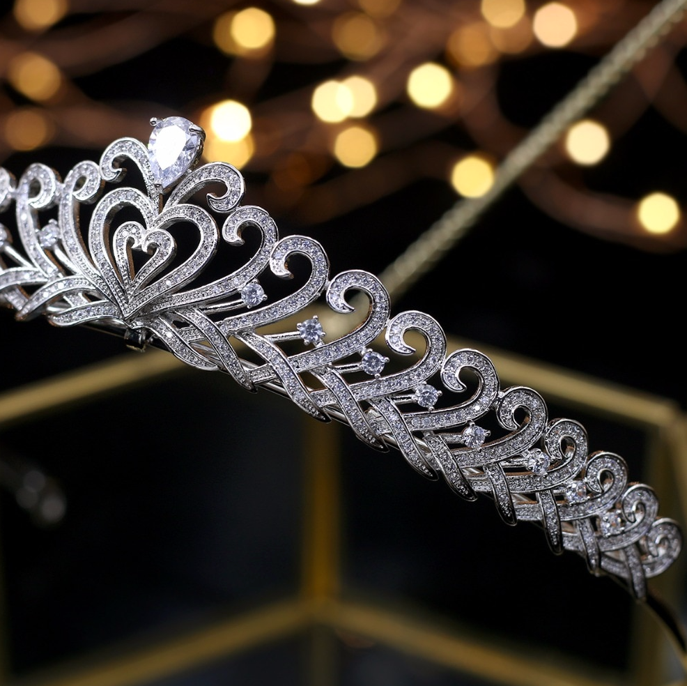 "Freya" - Silver Cubic Zirconia Bridal Tiara
