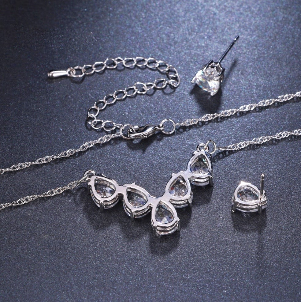 Wedding Jewelry - Silver Cubic Zirconia Bridal Jewelry Set