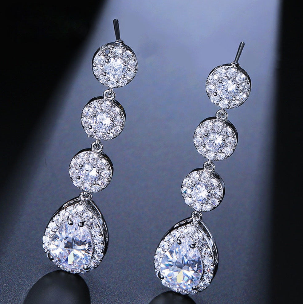 Wedding Jewelry - Cubic Zirconia Bridal Earrings - Available in Rose Gold, Silver and Yellow Gold