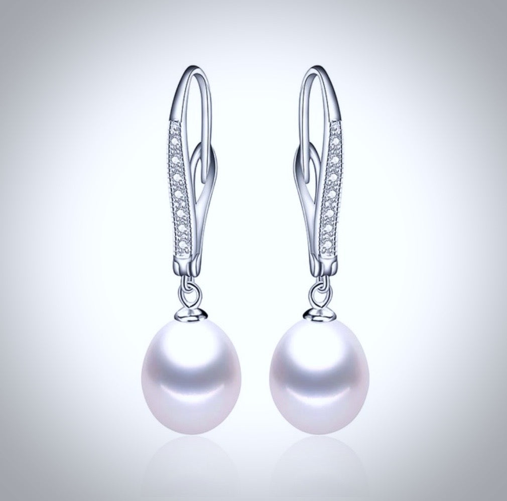 "Allie" - Freshwater Pearl and Sterling Silver Bridal Earrings