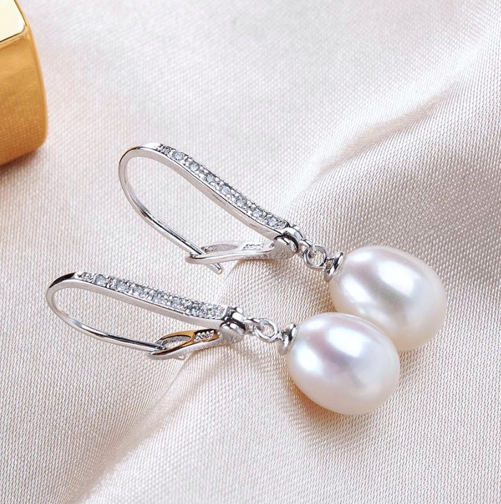 "Allie" - Freshwater Pearl and Sterling Silver Bridal Earrings