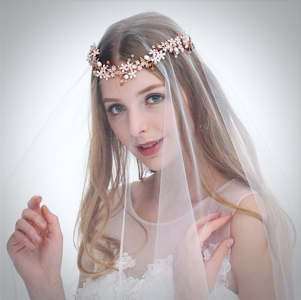 Wedding Hair Accessories - Gold Pearl and Crystal Bridal Headband