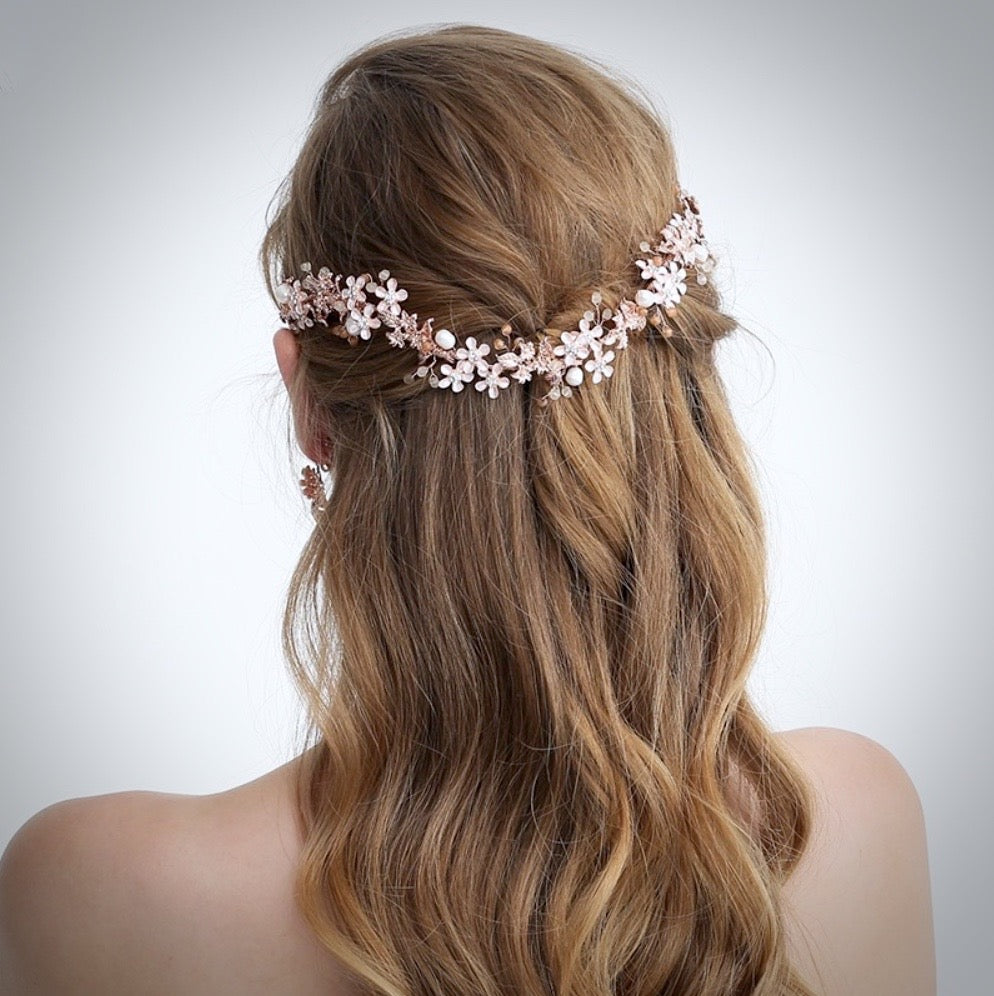 Wedding Hair Accessories - Gold Pearl and Crystal Bridal Headband