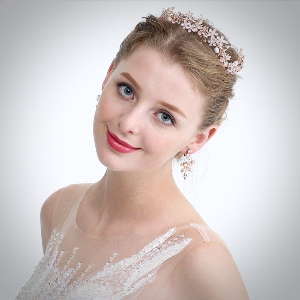 Wedding Hair Accessories - Gold Pearl and Crystal Bridal Headband