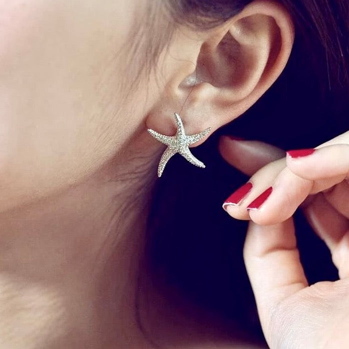 Wedding Jewelry - Pearl and Crystal Sea Star Bridal Earrings