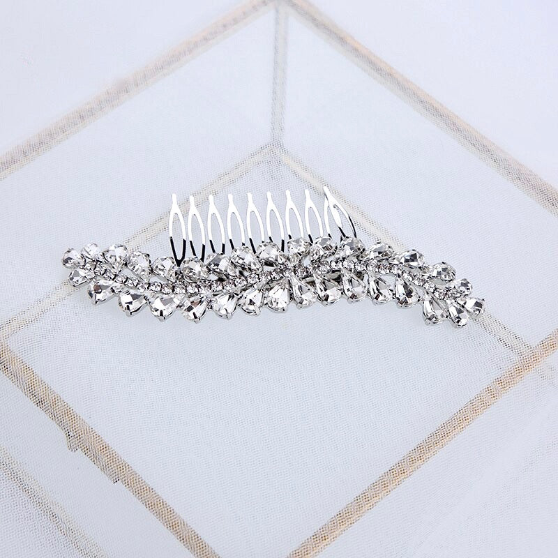 Wedding Hair Accessories - Silver Austrian Crystal Bridal Hair Comb