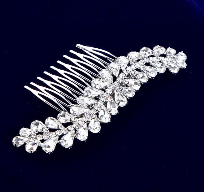 Wedding Hair Accessories - Silver Austrian Crystal Bridal Hair Comb